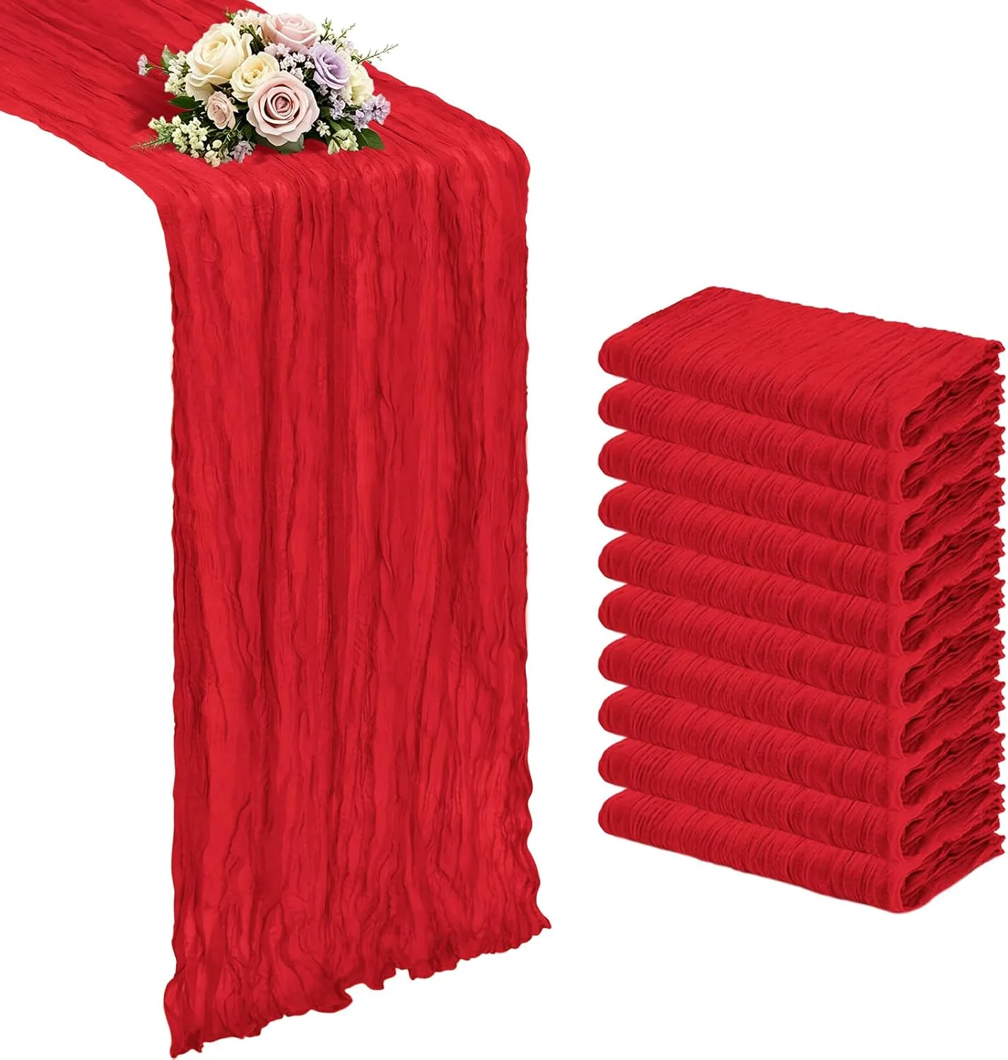 Red Cheesecloth Runner — Table Runners available to rent