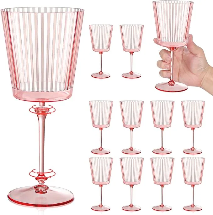 Pink Ribbed Wine Glasses — Wine Glasses available to rent