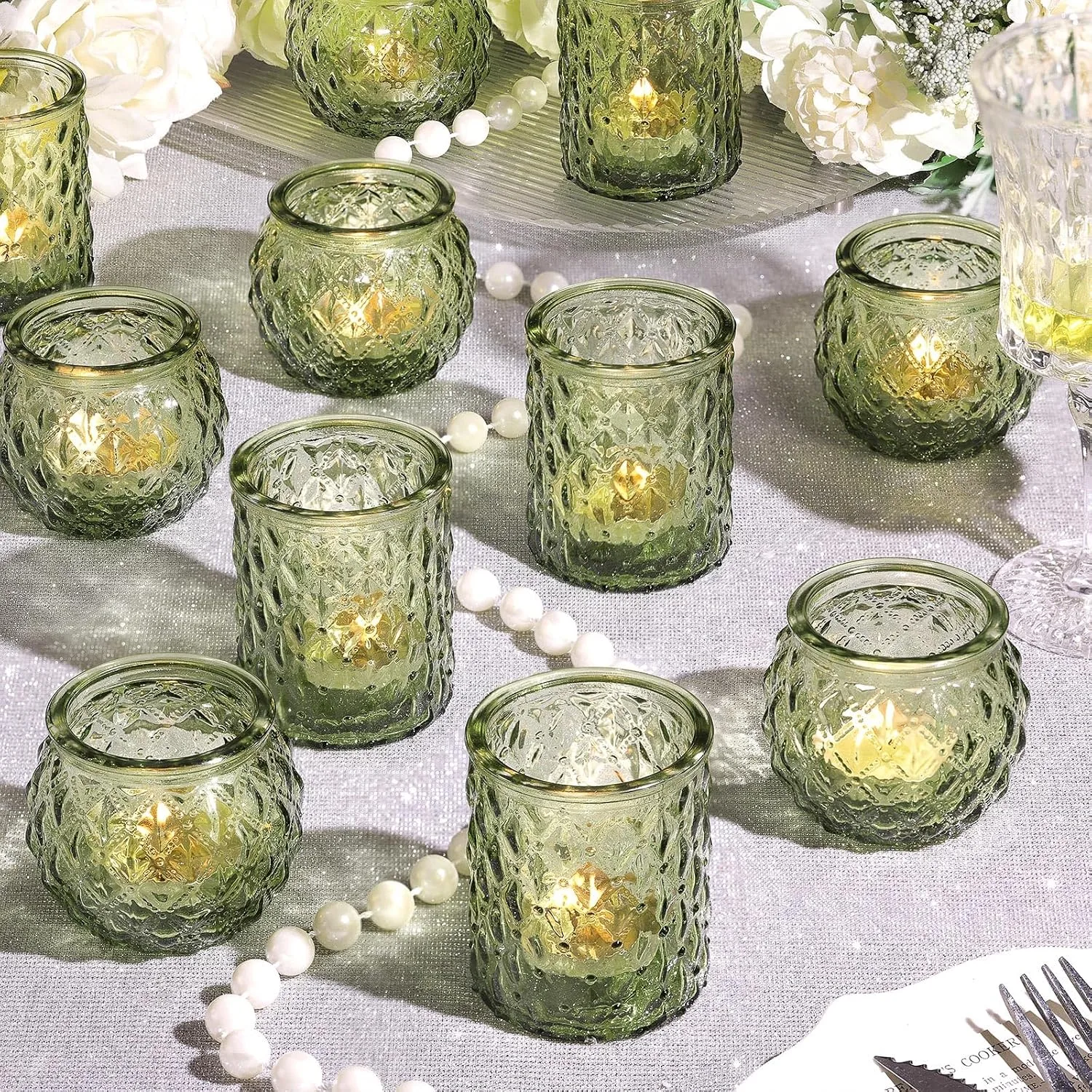 Green Candle Holders — Candle Holders available to rent