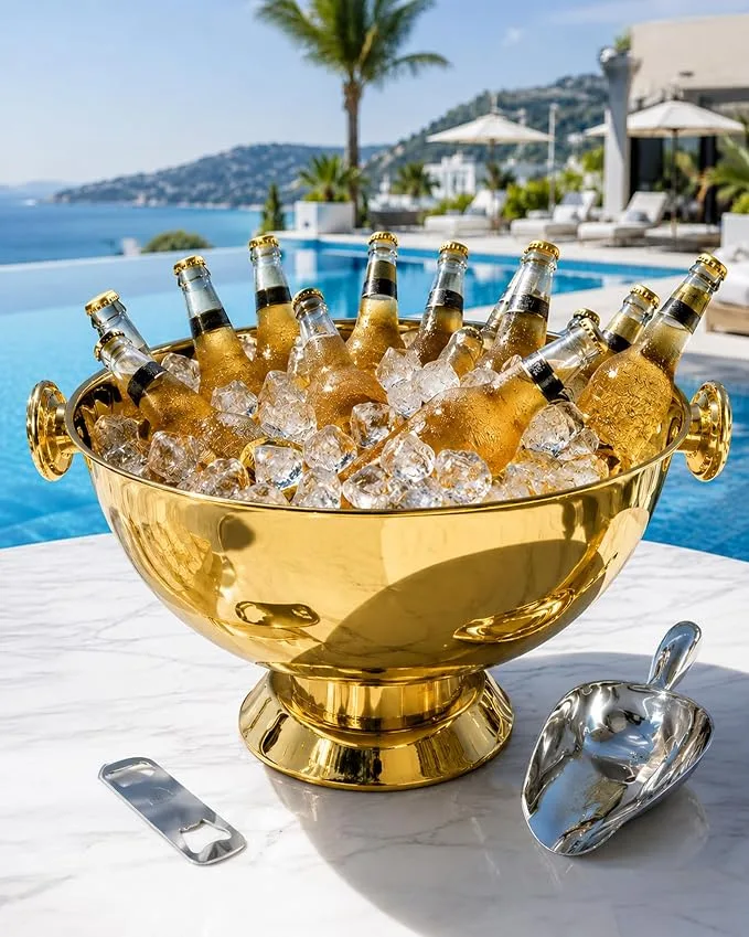 Polished Gold Ice Bucket — Ice Buckets available to rent