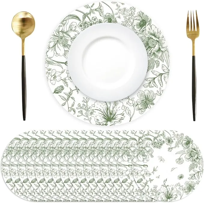 Sage Floral Paper Placemats