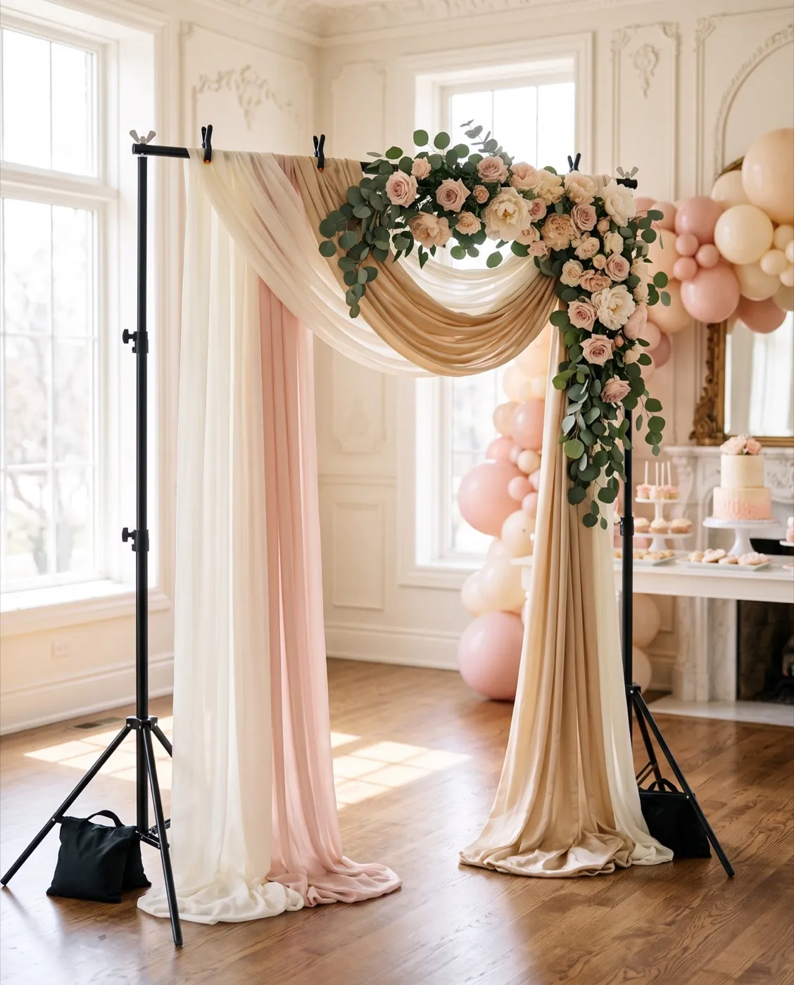 Adjustable Backdrop Stand styled at an event
