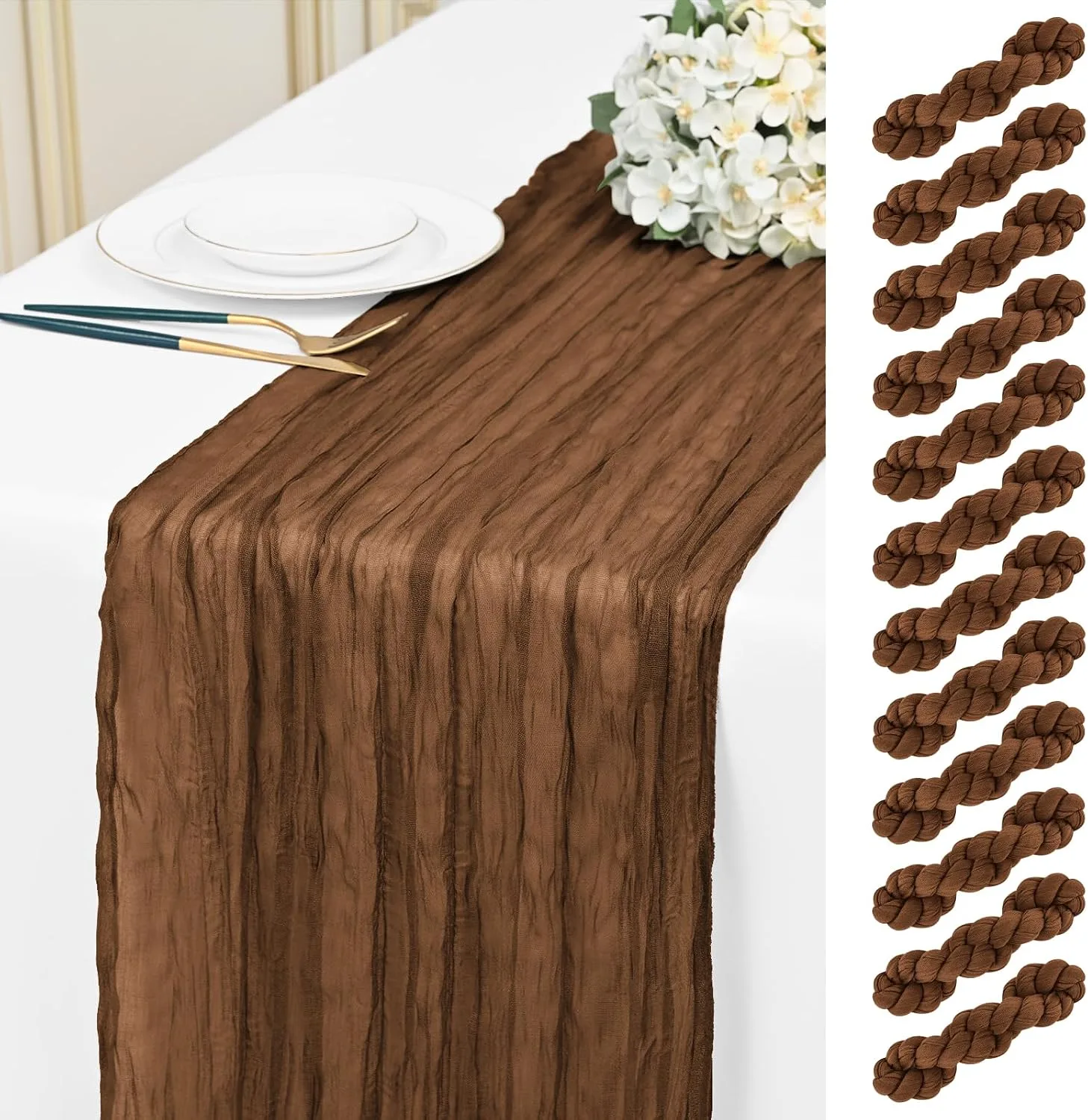 Brown Cheesecloth Runner — Table Runners available to rent