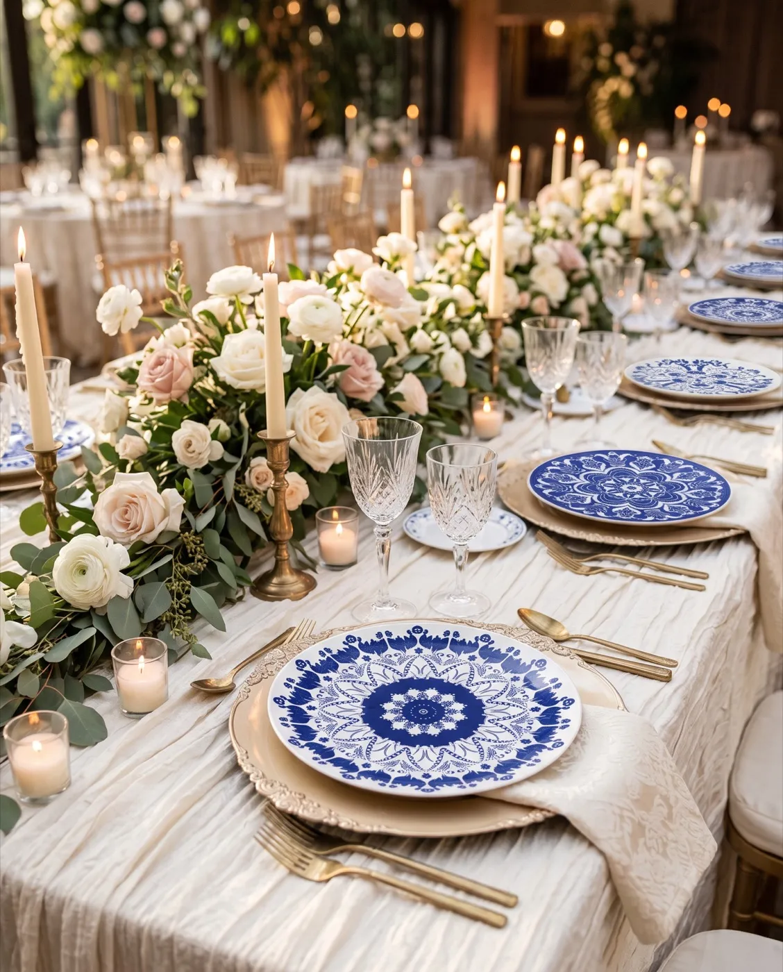 Blue & White Chinoiserie Plates styled at an event