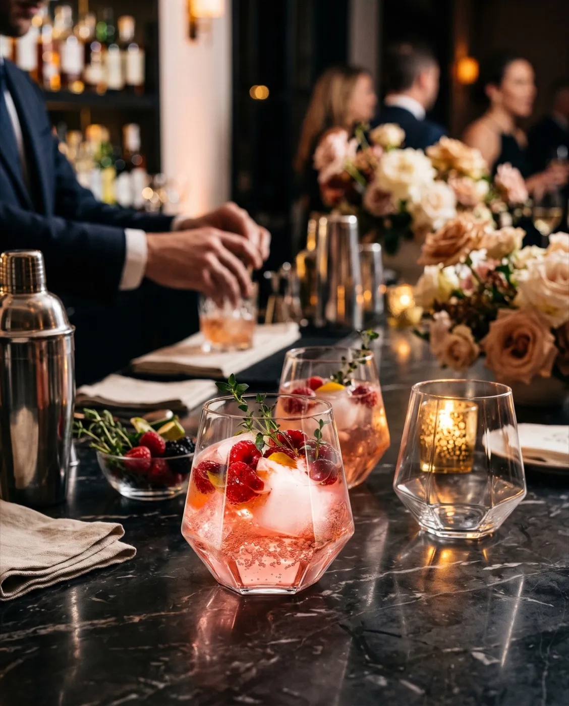 Diamond Cocktail Glasses styled at an event