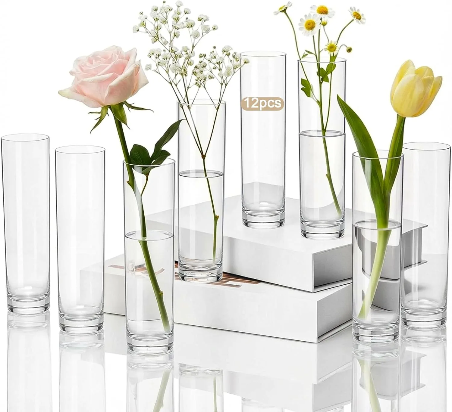 Clear Acrylic Bud Vases — Vases available to rent