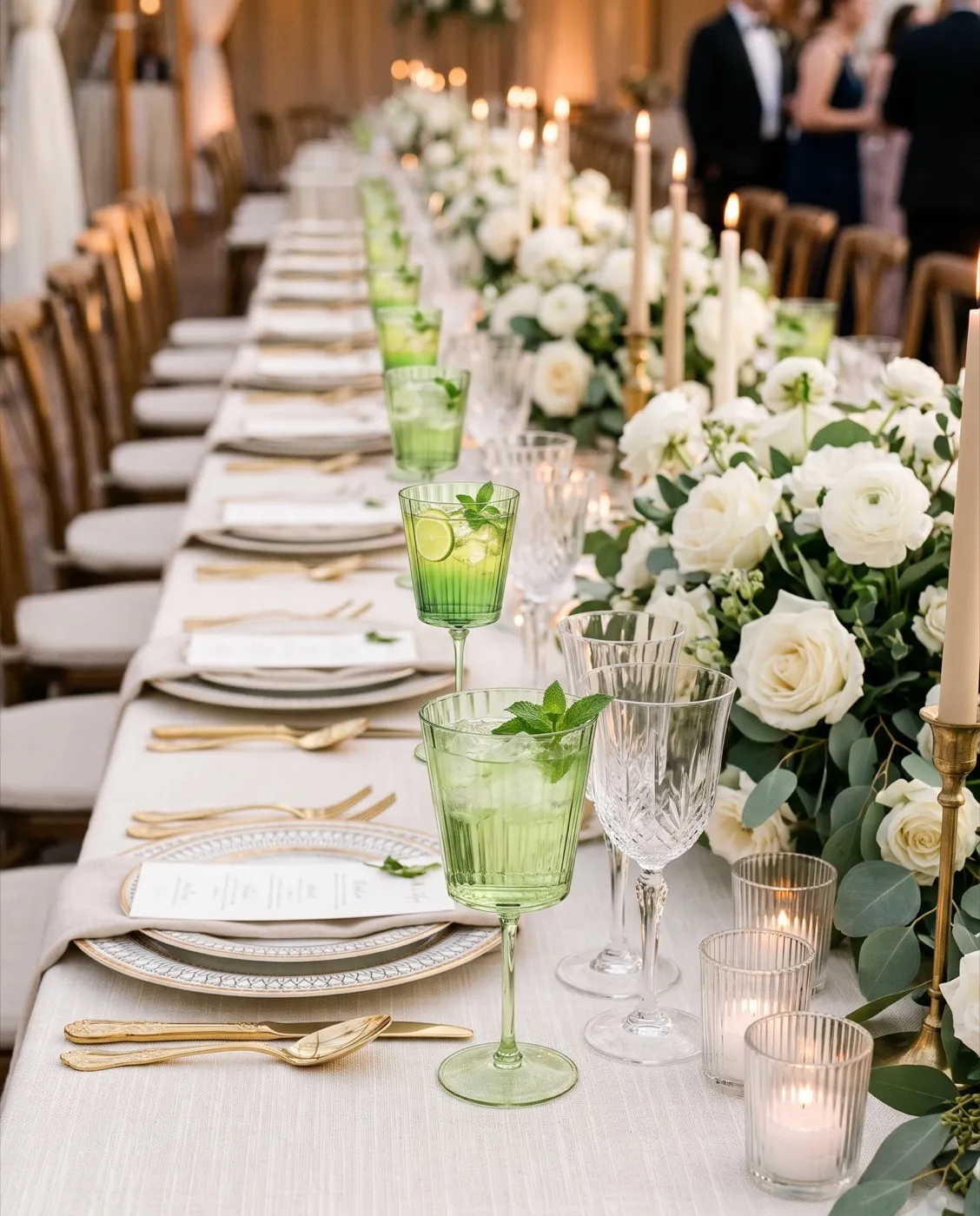 Green Acrylic Water Goblets styled at an event