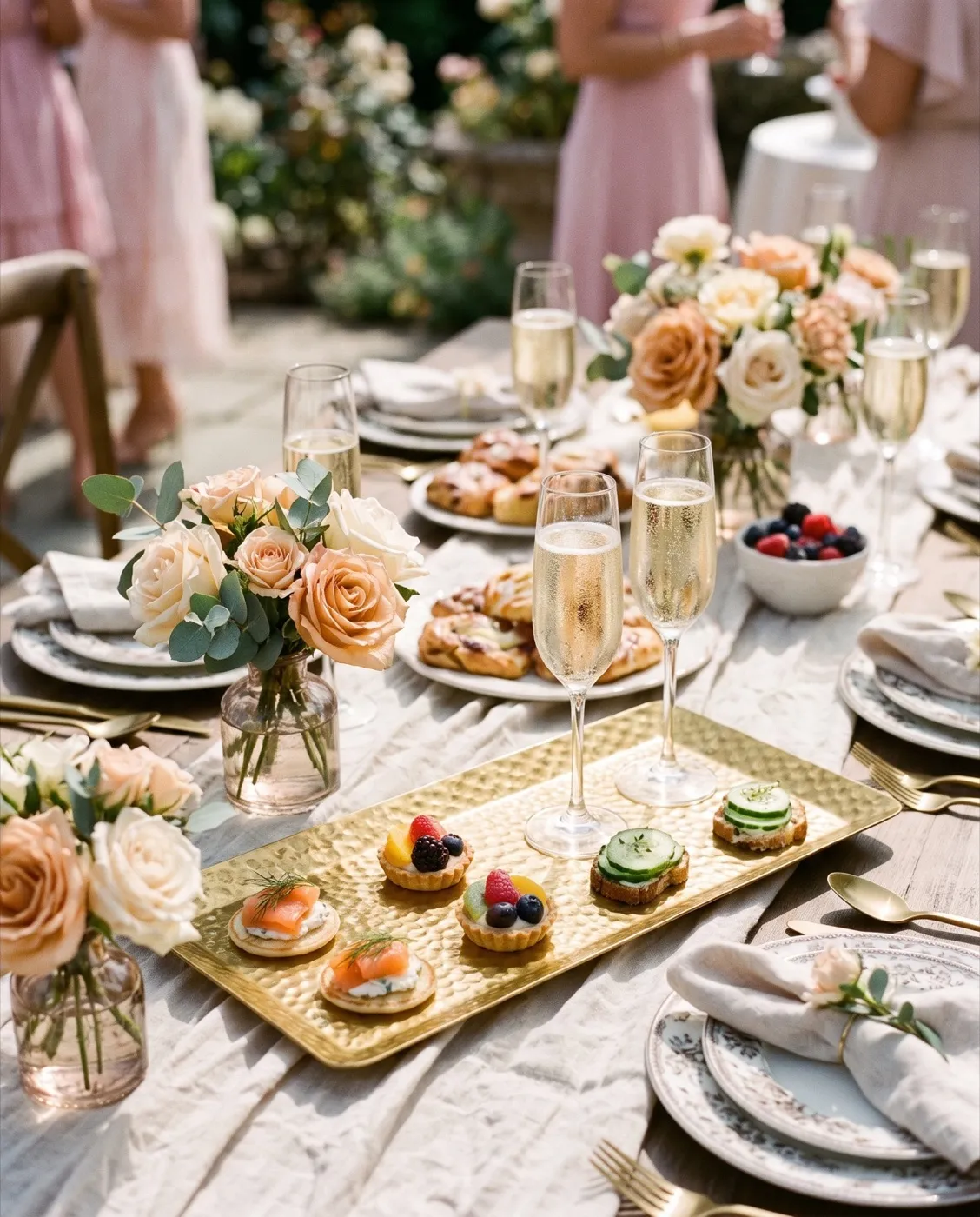 Hammered Gold Tray styled at an event