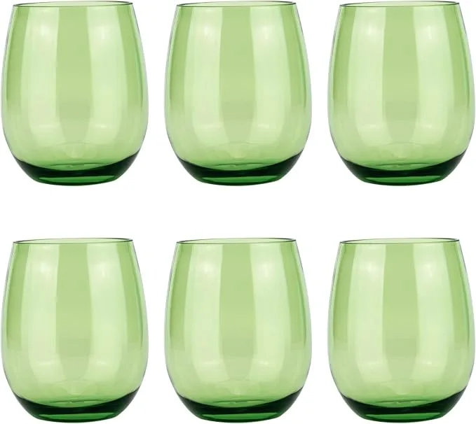 Green Acrylic Stemless Glasses — Wine Glasses available to rent