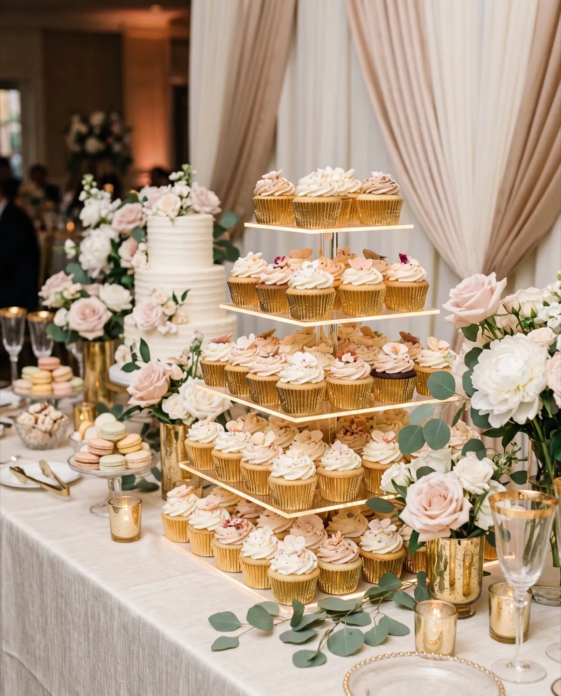 LED Acrylic Cupcake Tower styled at an event