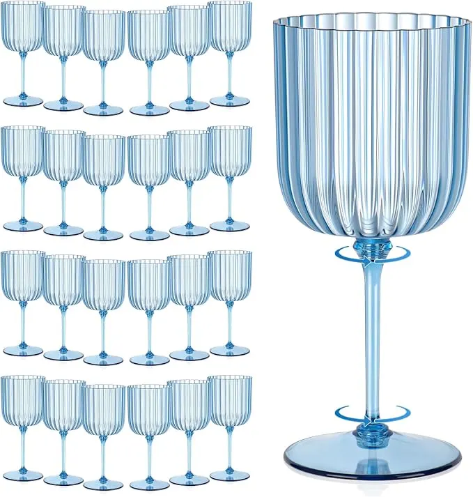 Blue Ribbed Goblets