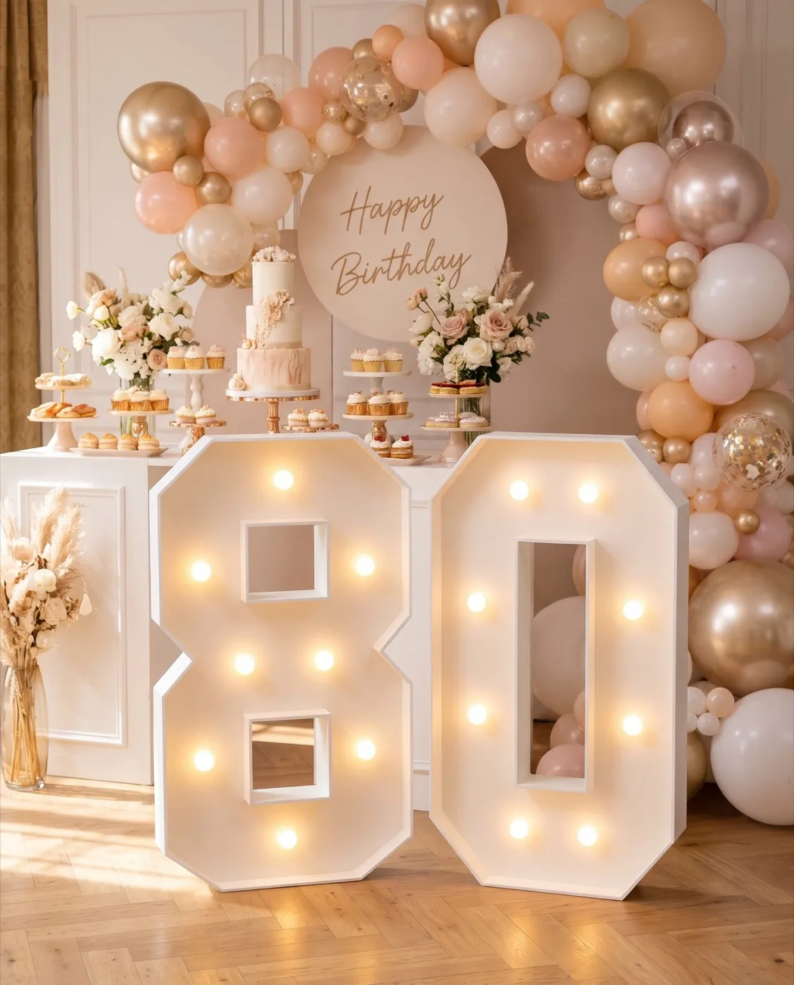 Marquee Number 80 styled at an event