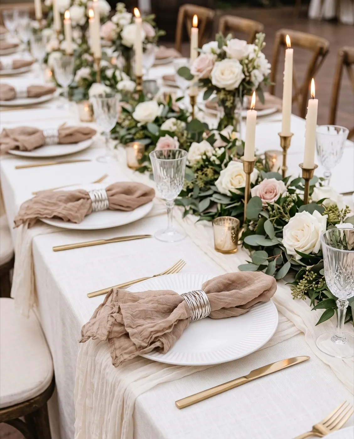 Nude Cheesecloth Napkins styled at an event