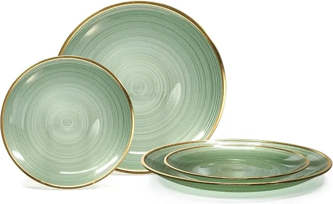 Green & Gold Plate Set