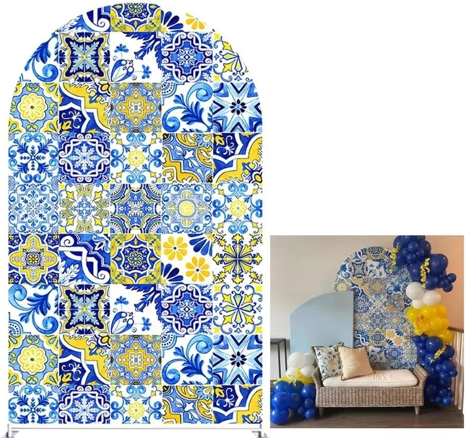 Patchwork Tile Arch Backdrop — Backdrops available to rent