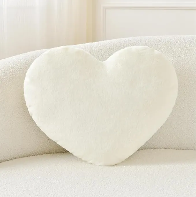 White Heart Throw Pillows