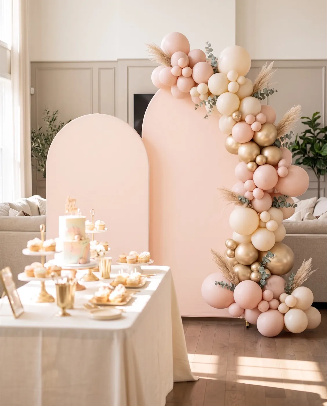 Pink Backdrop Cover styled at an event