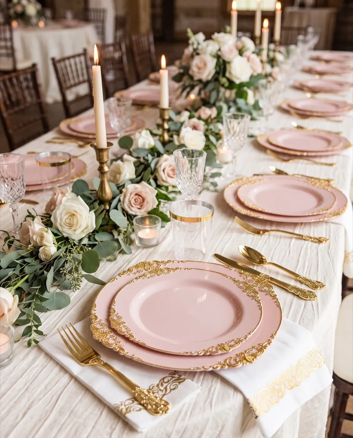 Pink Dinnerware Set styled at an event