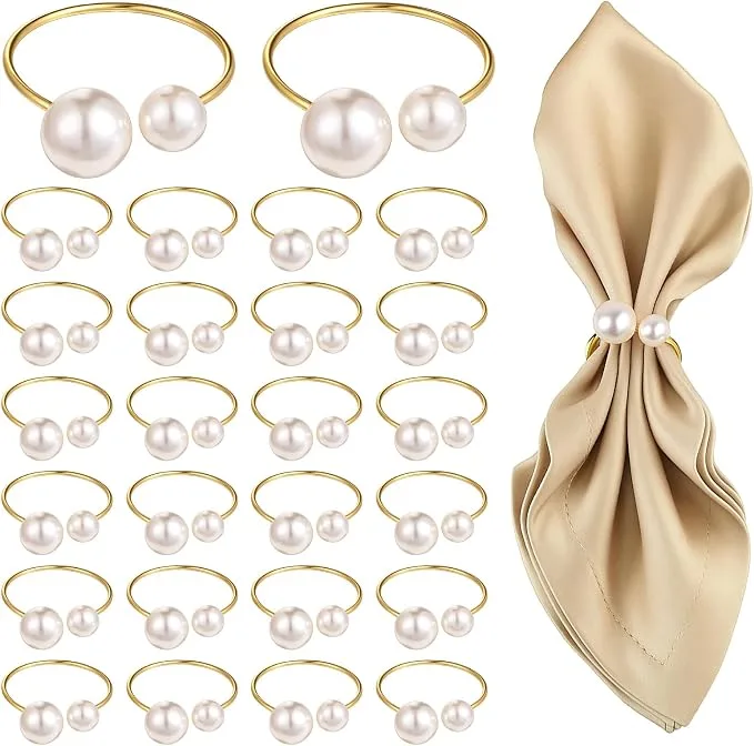 Pearl Gold Napkin Rings — Napkin Rings available to rent