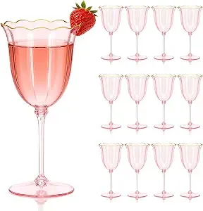 Pink Gold-Rim Wine Glasses