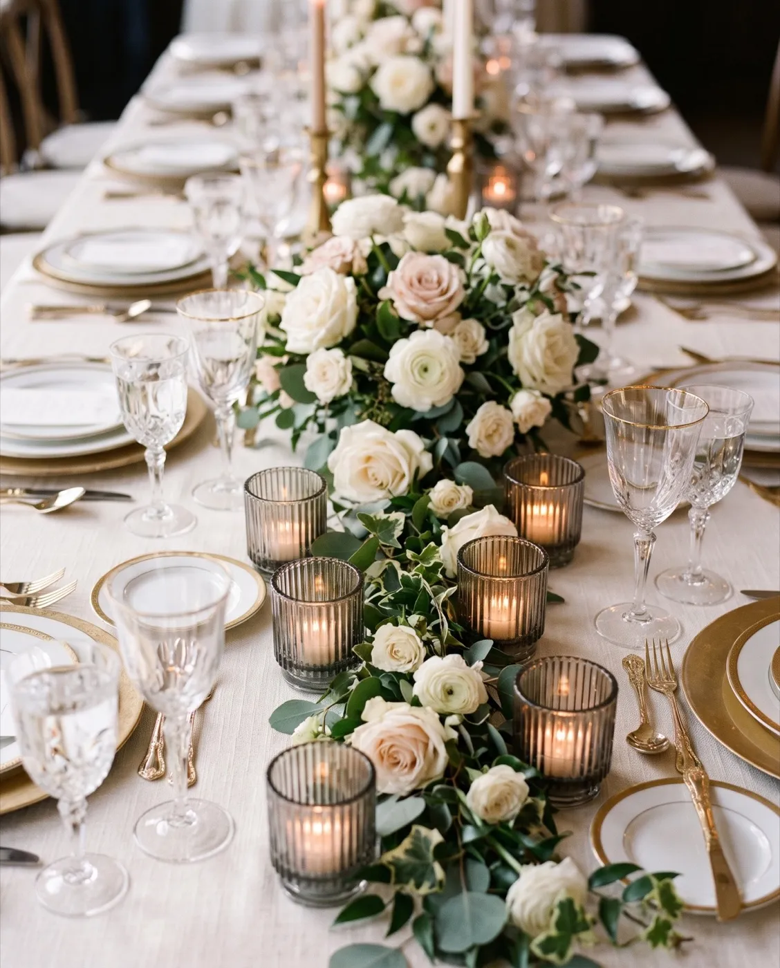 Smoke Gray Tealight Holders styled at an event