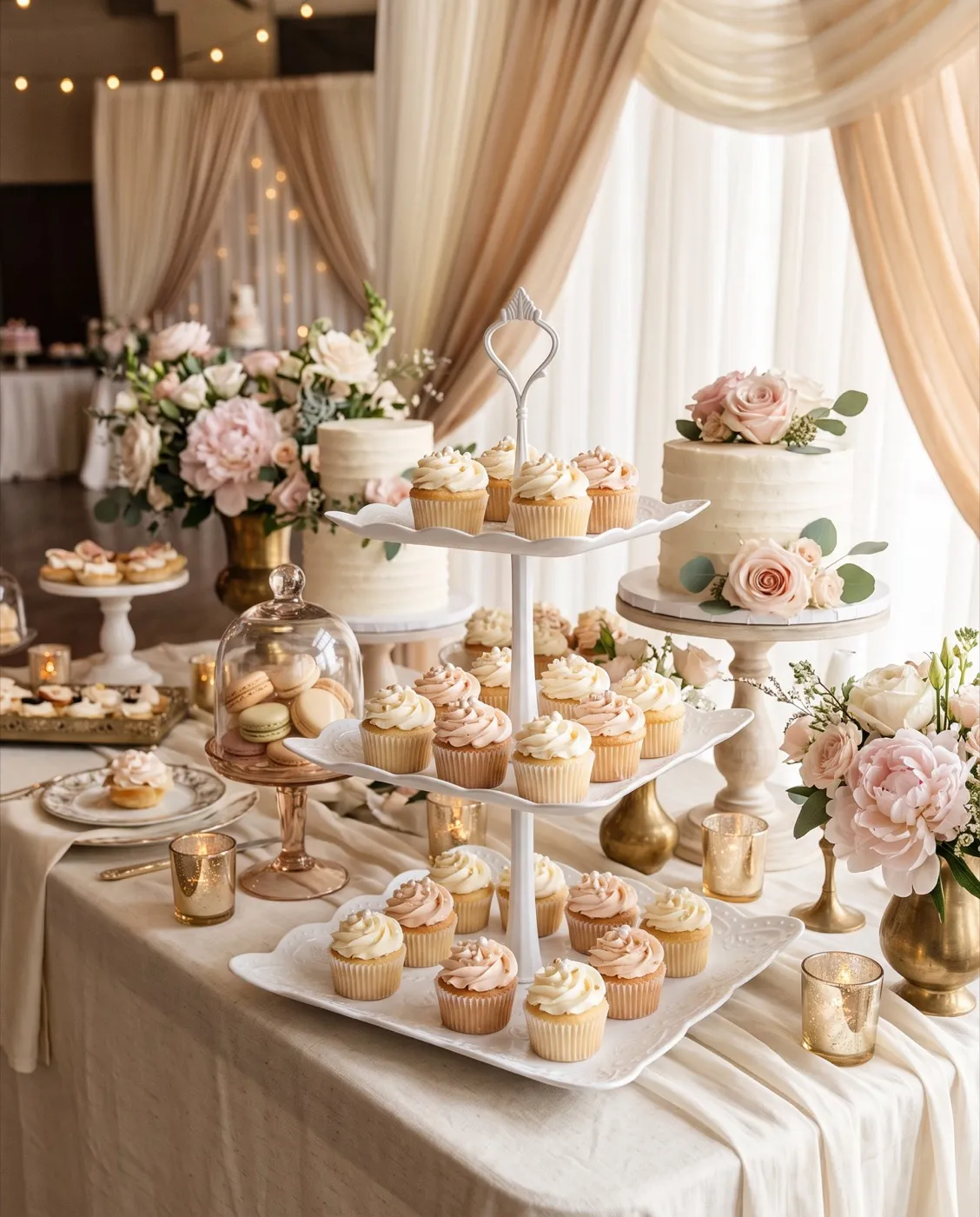 Square Tiered Cupcake Stand styled at an event