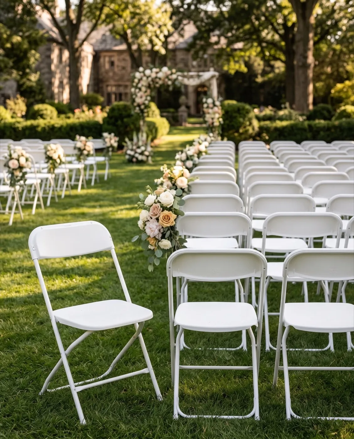White Folding Chair styled at an event