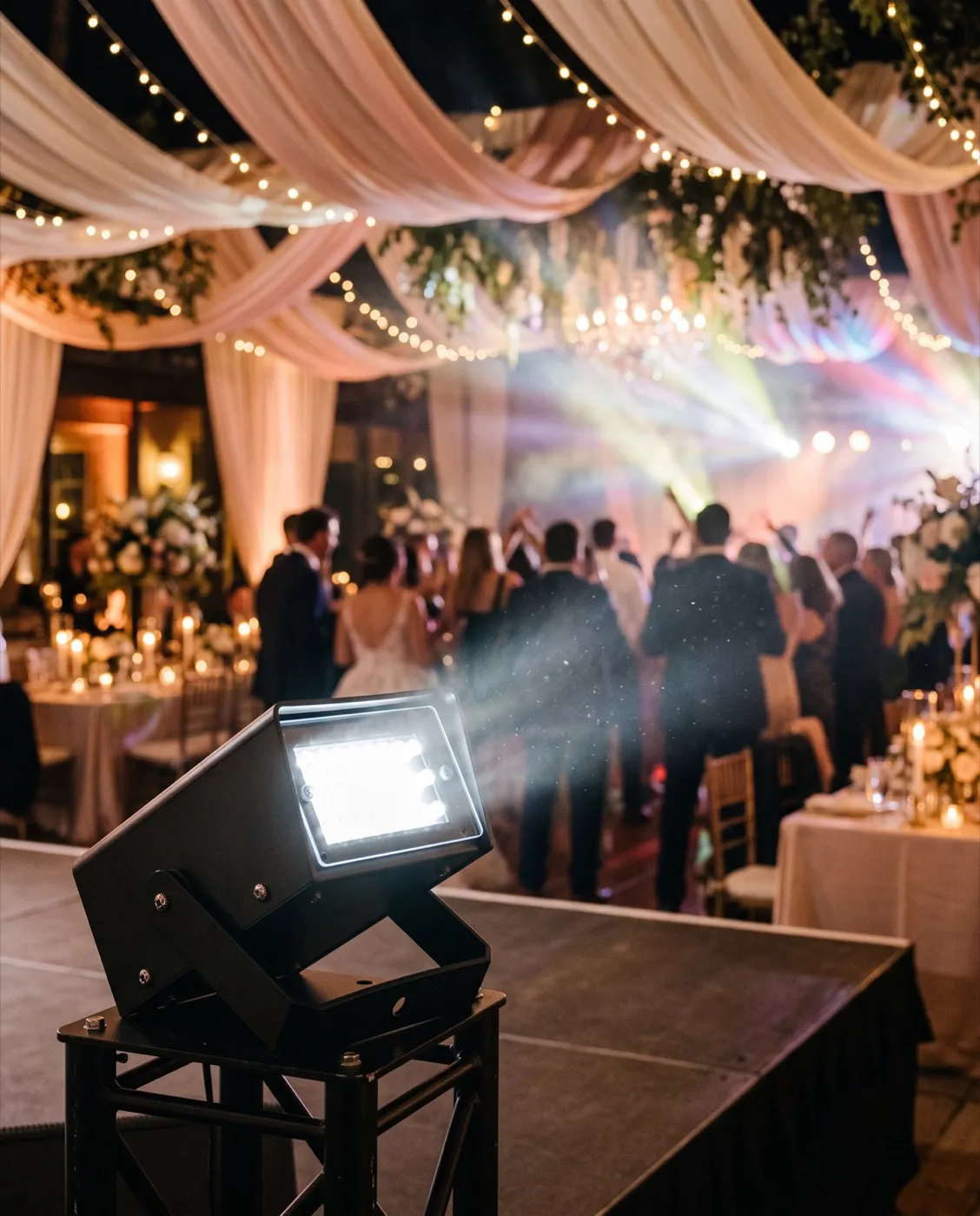 White LED Strobe Lights styled at an event